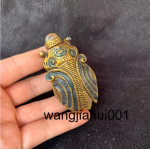 Sammeln Chinesische Antike Gold Seidenraupe Handarbeit Kupfer Schnupftabakflasche - Bild 1 von 9