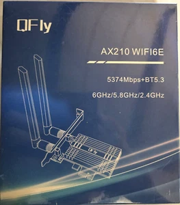 QFly PCIe WiFi 6E Karte, AX210 Netzwerkkartenadapter 802.11ax 5400Mbps 6GHz NEU - Bild 1 von 4