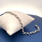 Estate 14k Sold White Gold Anklet ~ Italian Ankle Bracelet  Faceted Beads -ET329