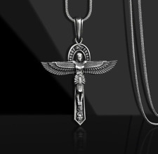 Crux Ansata Isis Ankh Eye of Horus Pagan Cross goddess 925 silver Pendant gift