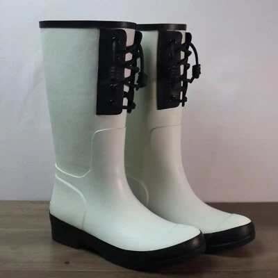 Botas de lluvia Sperry Top-Sider para mujer talla 7 blancas negras de goma impermeables Foto 1 de 4