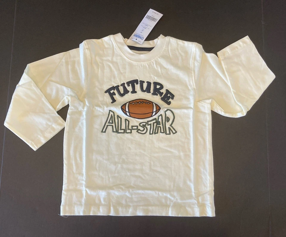 NWT Gymboree Football League 3 3T Ivory Future All-Star Long Sleeve Tee - Imagem 1 de 1