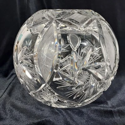 Florero Rose Bowl soplado a mano firmas cristalinas plomo, pesado, bola Elizbeth Foto 1 de 4