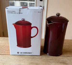 Le Creuset Stoneware 34 oz 1 Liter French Press Rhone NEW - Picture 1 of 12