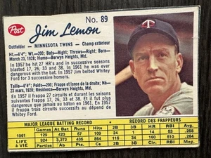 1962 POSTA CEREALI CANADESI (con lingua francese) Jim Lemon #89 Raro -o5 - Foto 1 di 2