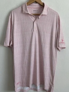 Camisa Polo Johnnie O Para Hombre Grande Rosa Manga Corta Golf Geométrica Floral Logo - Imagen 1 de 8