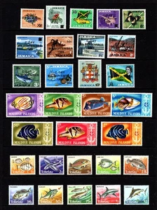 BRITISH COMMONWEALTH - 8 mint FISH definitive sets on 4 scans ( SEE LIST) - Picture 1 of 8