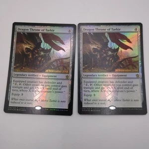 Foil Dragon Throne Of Tarkr Mtg Legendary Artifact - Equipment 2014 X2 - Picture 1 of 12
