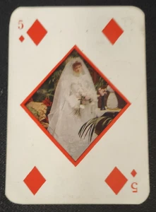Postkarte 1911 Fünf Diamanten Spielkarte Dame mit Brautkleid auf - Bild 1 von 2