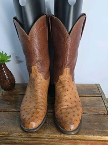Lucchese Cowboystiefel braun cognac Vollschaft Strauß Rodeo Ranch Roper 9 1/2 D - Bild 1 von 13