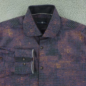 Stone Rose Shirt Mens Large Blue Orange Geometric Button Up Long Sleeve LHR 6279 - Picture 1 of 19