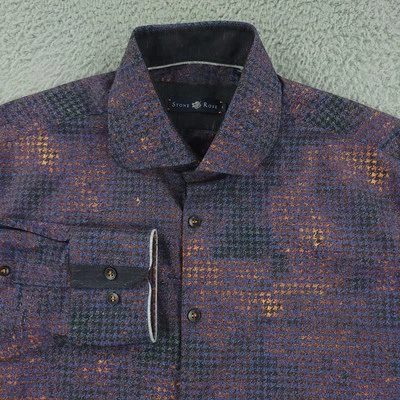 Stone Rose Shirt Mens Large Blue Orange Geometric Button Up Long Sleeve LHR 6279 - Image 1 of 4