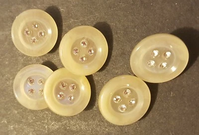 Ivory & Rhinestone Buttons - 1" diameter - High Quality - Set of 11 - Image 1 of 4