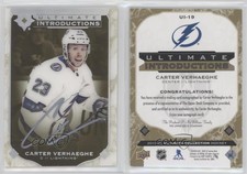 2019-20 Ultimate Collection Introductions Gold Carter Verhaeghe Rookie Auto RC