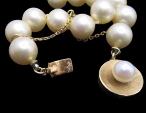 Collar de perlas de agua salada de oro amarillo de 18 quilates genuino de colección longitud de ópera - Imagen 1 de 5