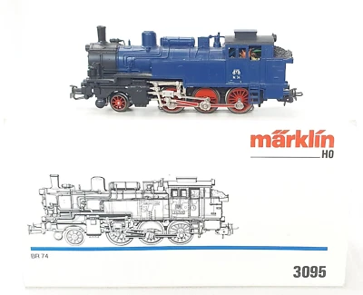 Marklin AC HO 1:87 German DB BR-74 34 STEAM TENDER LOCOMOTIVE Blue Special Ed`90 - Image 1 of 4