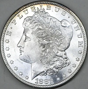 1882 s morgan silver dollar with mint luster in a high BU grade - Picture 1 of 3