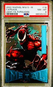2022 Marvel Metal Spider-Man Light FX Turquoise /50 #18 Carnage PSA 8! - Picture 1 of 2