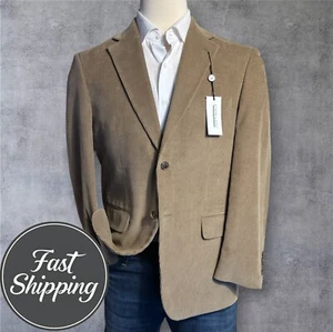 JOSEPH & FEISS Mens Blazer Sport Coat Two Button Jacket Tan 40S Corduroy Suits - Picture 1 of 15