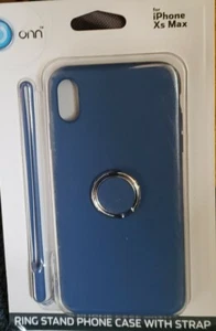 Apple Onn iPhone Xs Max Blue Case with Ring Stand and Strap - Photo 1 sur 3