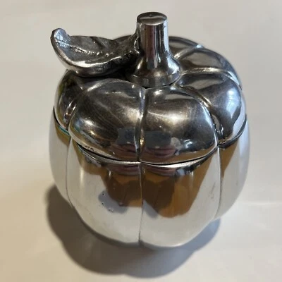 Vintage IHI Cast Pumpkin Trinket Box Dish With Lid Made In India - Image 1 of 4