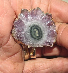 BEAUTIFUL AMETHYST / QUARTZ STALACTITE PENDANT ; NO CHAIN; GOLD PLATED BALE - Picture 1 of 2