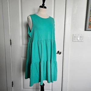 j crew factory dress Summer, Coverup, Sleeveless, Turquoise, Cotton Sz Large - Picture 1 of 6