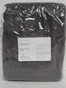 Pottery Barn Velvet Twill Cotton Lined Curtain, 50" x 108" Washed Black NWT - Picture 1 of 5