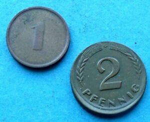 ! Deutschland BRD Bund Verprägung error 2x, 1 Pf einseitig 2 Pfennig 1963 dez RR