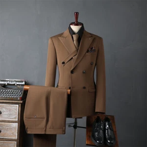 Men's Business Formal Suits Jackets Casual Plus Size Slim Fit Wedding Party 3pcs - Picture 1 of 29