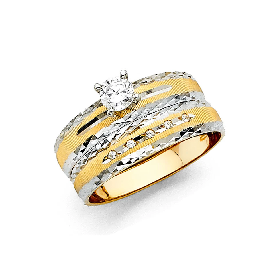 Anillo de compromiso solitario de boda nupcial de oro macizo blanco amarillo de 14 k Foto 1 de 1