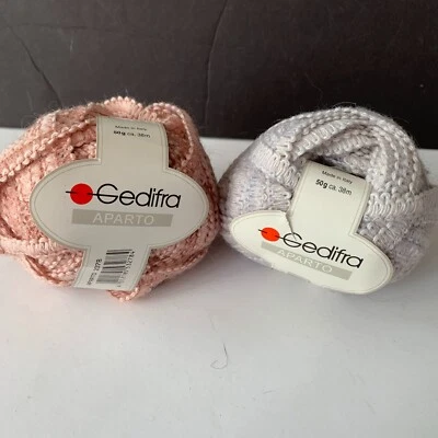 GEDIFRA  APARTO 50G MADE IN ITALY PINK  GRAY Yarn 2 skeins Made in Italy  New  - Image 1 of 4