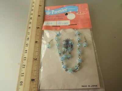 Joyería de muñeca Premier vintage coleccionable en paquete AZUL 4 piezas 15" - 20" #179 Foto 1 de 2