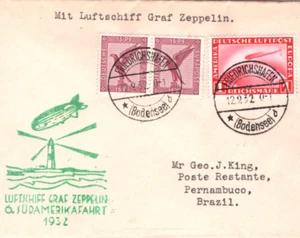 ALEMANIA GRAF ZEPPELIN Air Mail Cover 6 SÜDAMERIKAFAHRT 1932 BRASIL KZ194 - Imagen 1 de 12