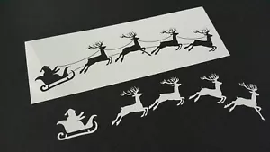 Natale Babbo Natale 4 Cervi Stencil Creazione Carte Finestra Pittura Natale Riutilizzabile Mylar - Foto 1 di 1