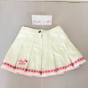 Mezzo Piano Kids Skirt 100cm White Heart Pink Pleats Frill Kawaii Clothing Rare - Picture 1 of 24