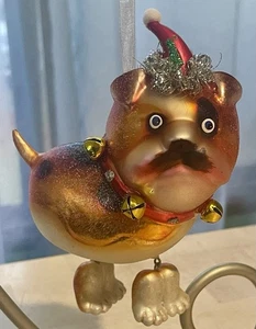 ENGLISH BULLDOG BLOWN GLASS CHRISTMAS ORNAMENT FROM ITALY FIOR DI LOTO - Picture 1 of 6