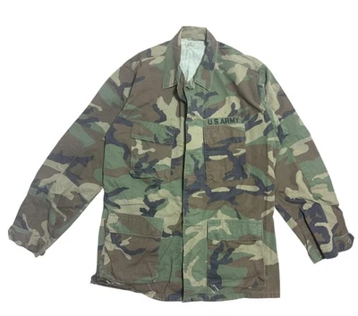 Vintage US Army Jacket Mens Medium Long Woodland Camo BDU Combat Military 90s - Image 1 of 4