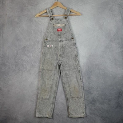 Vintage OshKosh B'gosh Overalls Youth Size 7 Gray Denim Vestbak Made in USA 90s - Image 1 of 4