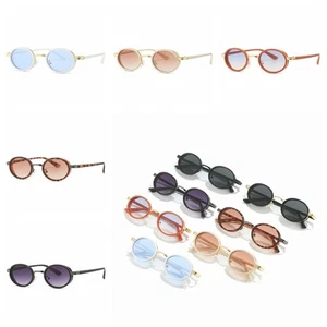 Trend Elliptical Eyewear UV Protection Small Frame Sunglasses Unisex - Picture 1 of 19