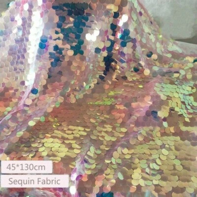 Laser Sequin Fabric Bling Shiny Mermaid Scale Wedding Crafts Backdrop Cloth Soft - Image 1 of 4