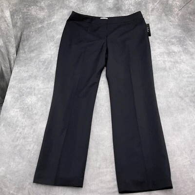 Le Suit Pants Women 16 Black Flat Mid Rise Bootcut Career Suit Trousers NWT - Image 1 of 4