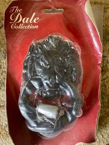 Vintage 1980s Lions Head Ring Door Knocker Strike Plate Black Hardware Victorian - Picture 1 of 1