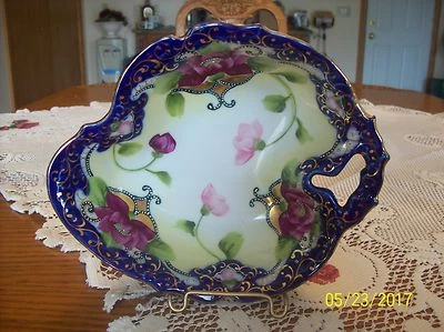 Cuenco Nippon vintage de un solo mango dorado y púrpura profundo diseño floral Foto 1 de 4