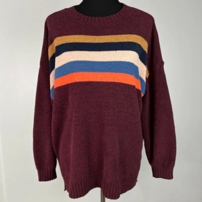 Suéter American Eagle Mujer Extra Pequeño Rayas Gran Tamaño Tejido Alto Bajo Núcleo No Foto 1 de 4