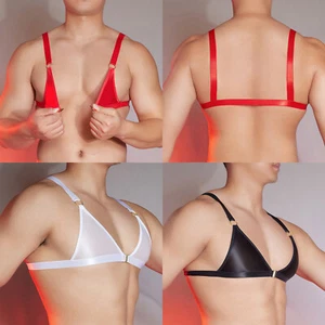 Costume reggiseno uomo top vedere attraverso bikini sissy brassiere top lingerie o-ring - Foto 1 di 47