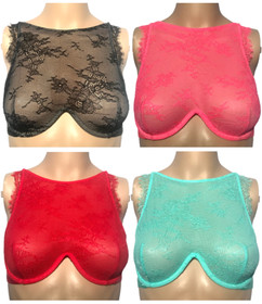 VICTORIAS SECRET VERY SEXY MONOWIRE SHEER FLORAL LACE BRA UNLINED HIGH NECK NWT 