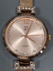 NYC Rose Gold Tone Dial Round Case Mesh Stainless Steel Band Watch