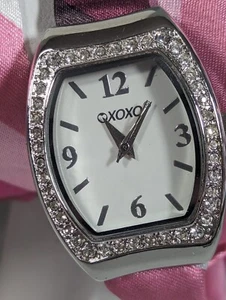 XOXO White Dial Crystal Accent Case Multi Color Satin Wrap Bracelet Band Watch - Picture 1 of 4