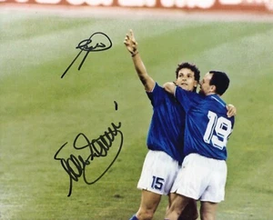 SALVATORE SCHILLACI ROBERTO BAGGIO Foto Autografata Signed Photo Autografo - Foto 1 di 2